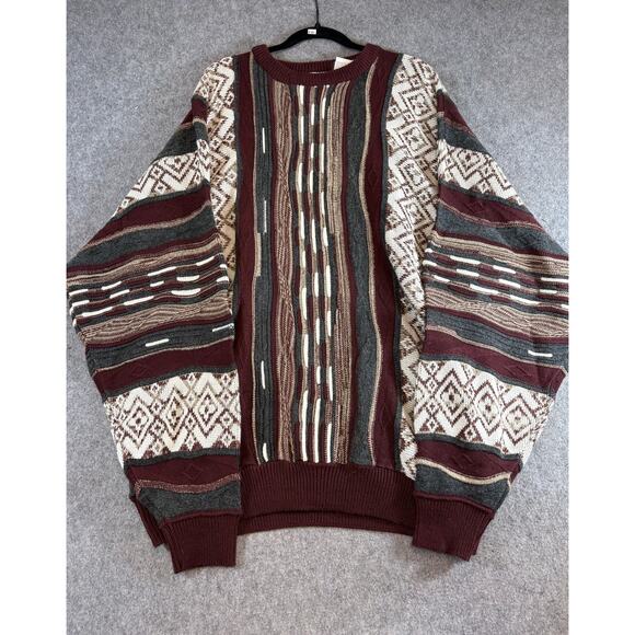 Classics by Palmland Other - VTG 90s Classics Sweater Mens Brown Coogi Style 3D Pullover Retro Grandpa 2XL